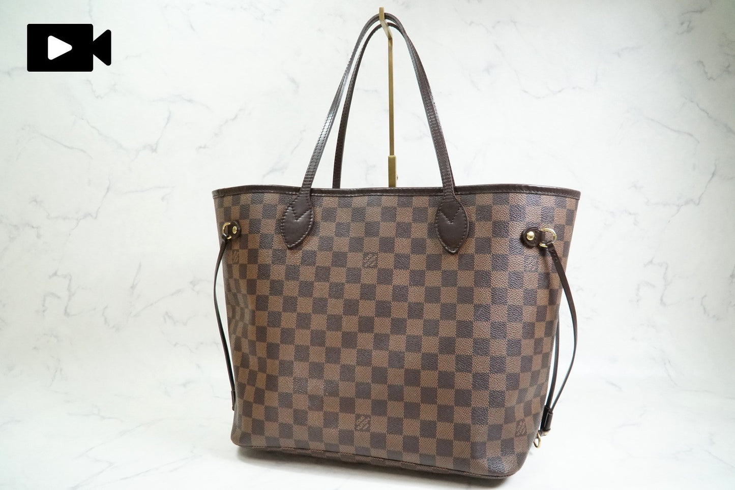 [Rank AB] Louis Vuitton Damier Ebene Neverfull MM Tote Bag Brown Canvas N51105