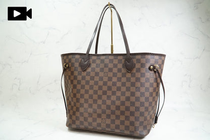 [Rank AB] Louis Vuitton Damier Ebene Neverfull MM Tote Bag Brown Canvas N51105