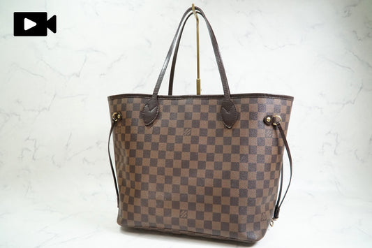 [Rank AB] Louis Vuitton Damier Ebene Neverfull MM Tote Bag Brown Canvas N51105