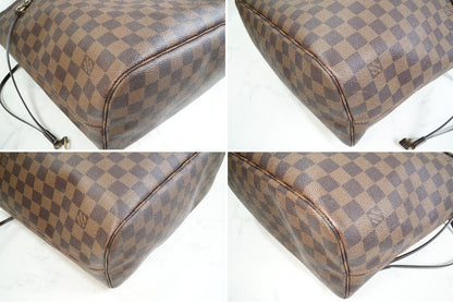 [Rank AB] Louis Vuitton Damier Ebene Neverfull MM Tote Bag Brown Canvas N51105