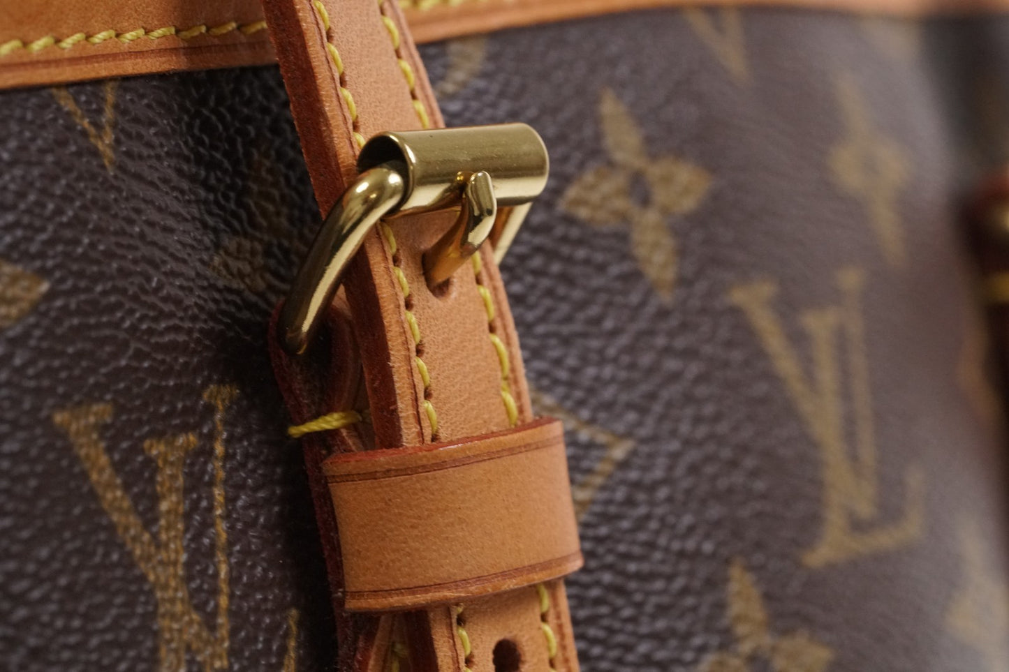 [Good] LOUIS VUITTON Monogram Bucket PM M42238 Shoulder Tote Bag Brown FL0052