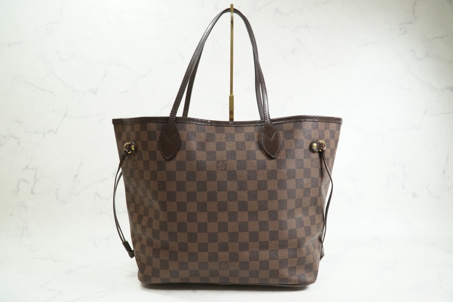 Louis Vuitton Neverfull MM Damier Ebene Tote Bag Brown Canvas Leather France