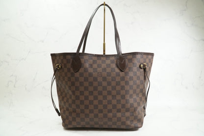 Louis Vuitton Neverfull MM Damier Ebene Tote Bag Brown Canvas Leather France