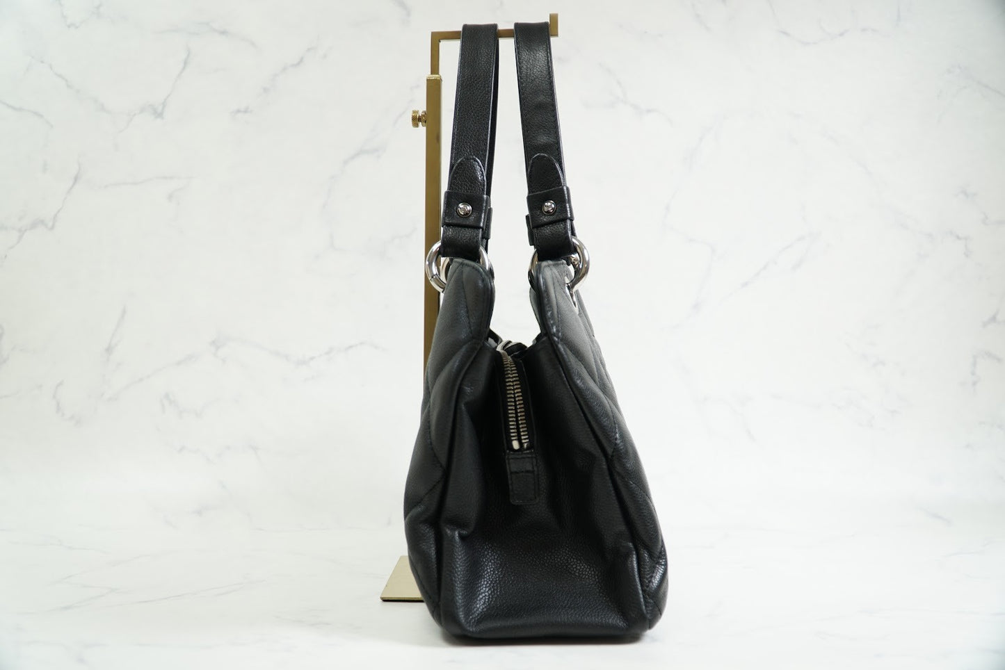 [Rank AB] CHANEL CC Logo Quilted Matelasse Caviar Leather Tote Handbag Black