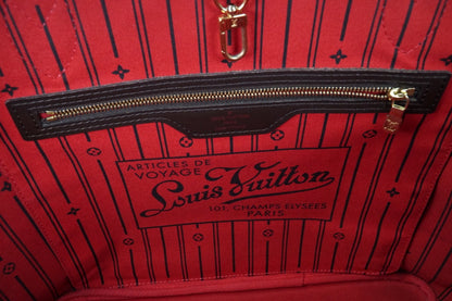 Louis Vuitton Neverfull MM Damier Ebene Tote Bag Brown Canvas Leather France