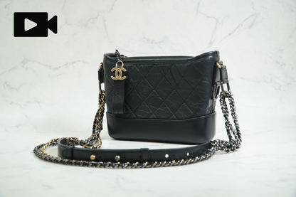 [EXCELLENT] CHANEL Gabrielle Small Hobo Chain Shoulder Bag Aged Calfskin Navy