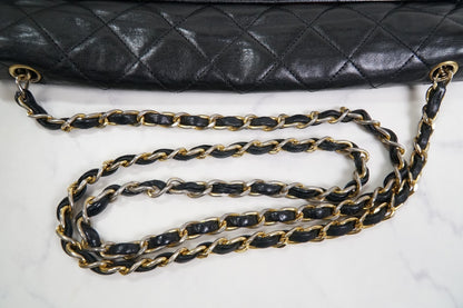 CHANEL Matelasse Half Moon Chain Shoulder Bag Lambskin Black GHW Vintage