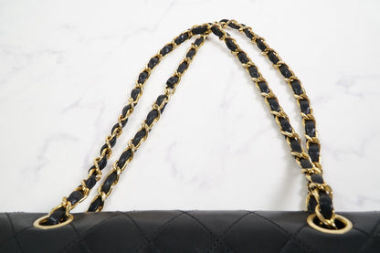 CHANEL Matelasse Full Flap W Chain Shoulder Bag Lambskin Black GHW Vintage Auth