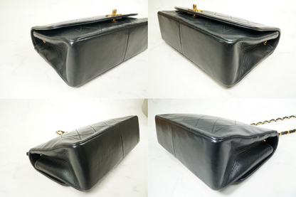 [VERY GOOD] CHANEL Vintage Diana Matelasse Chain Shoulder Bag Black Lambskin