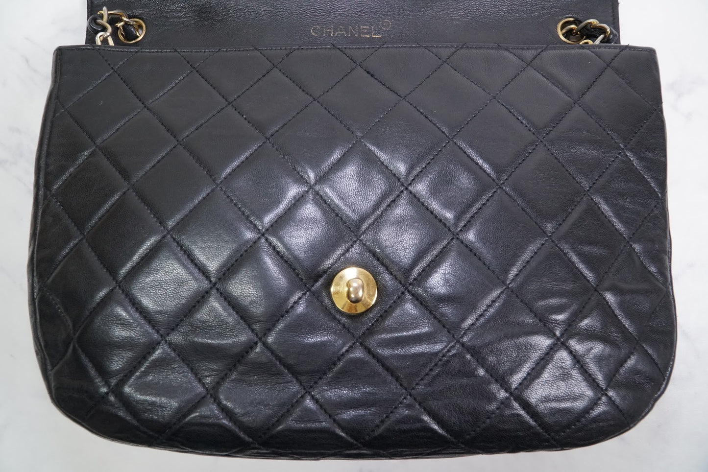 CHANEL Matelasse Half Moon Chain Shoulder Bag Lambskin Black GHW Vintage