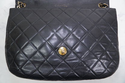 CHANEL Matelasse Half Moon Chain Shoulder Bag Lambskin Black GHW Vintage