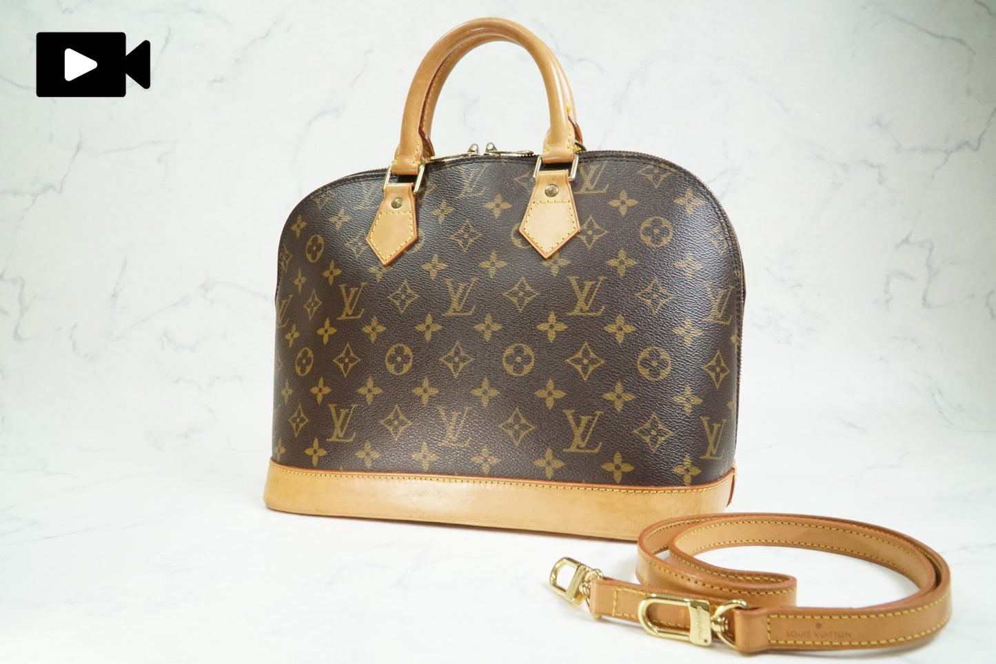 [Rank AB] Louis Vuitton Alma M51130 Monogram Canvas Handbag with Shoulder Strap